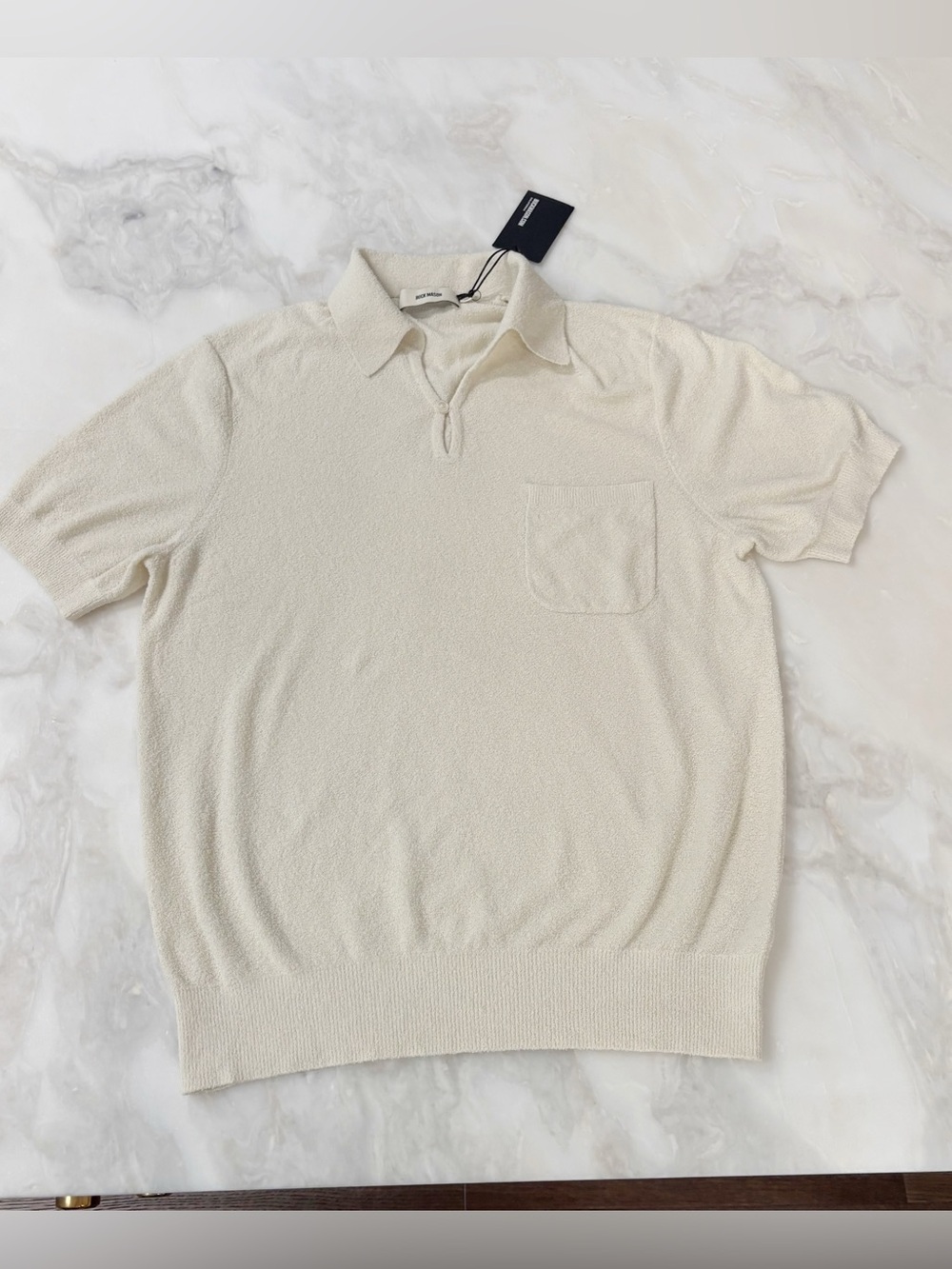 Buck Mason Cotton Loop Terry Polo Men’s Size Medium Ivory New